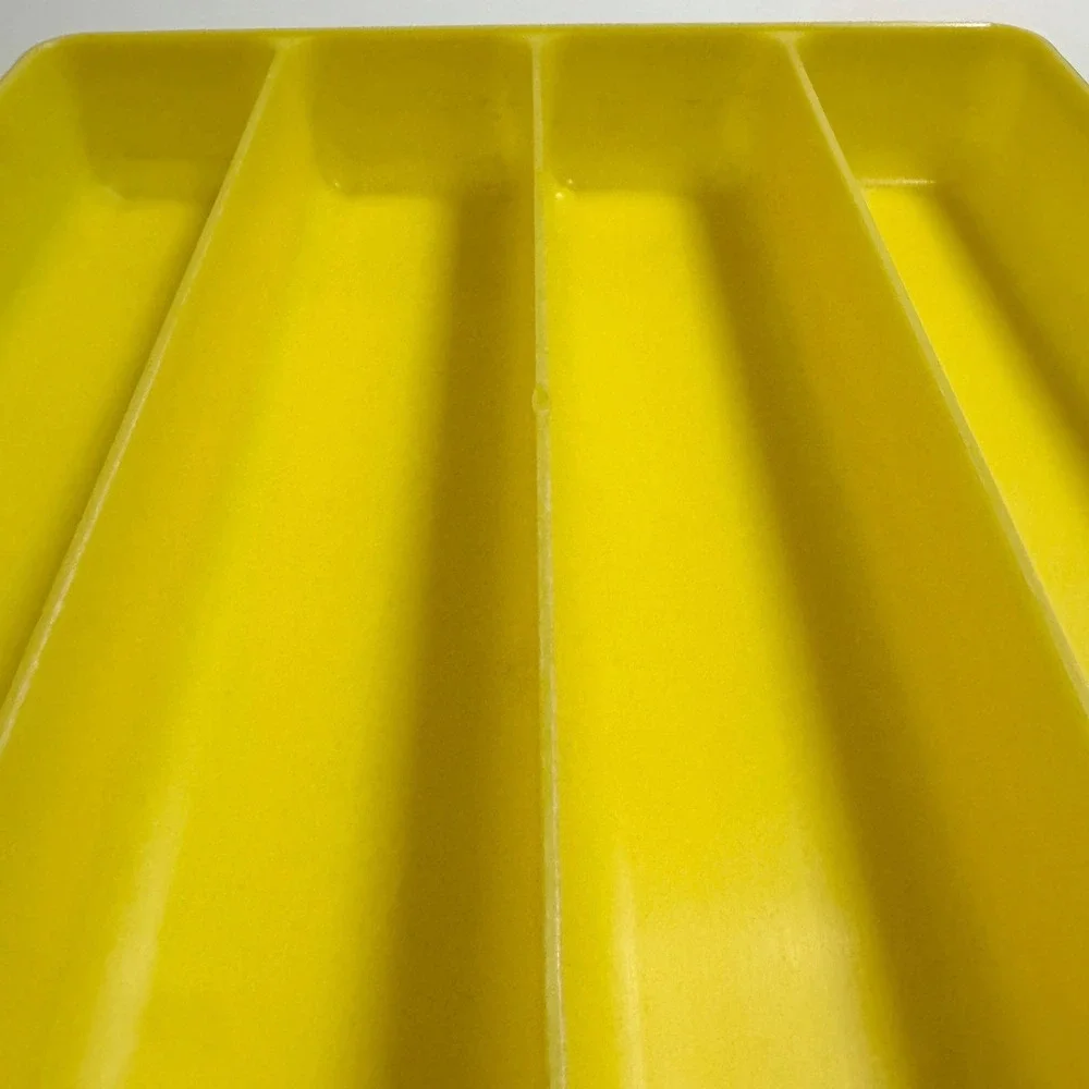 Vintage MCM Lustro-Ware Silverware Tray 10 x 13 Utensil Yellow Plastic Kitchen